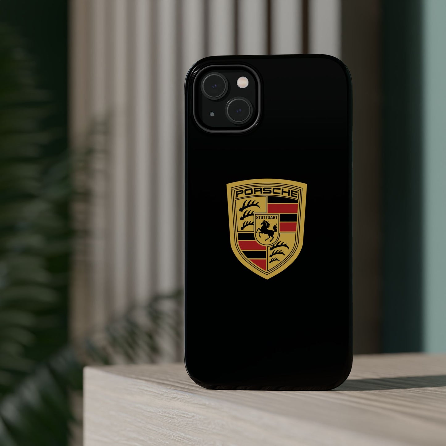 Porsche Crest iPhone MagSafe Elegance Case - iPhone 13 through 16 Pro Max - Black Gloss or Matte