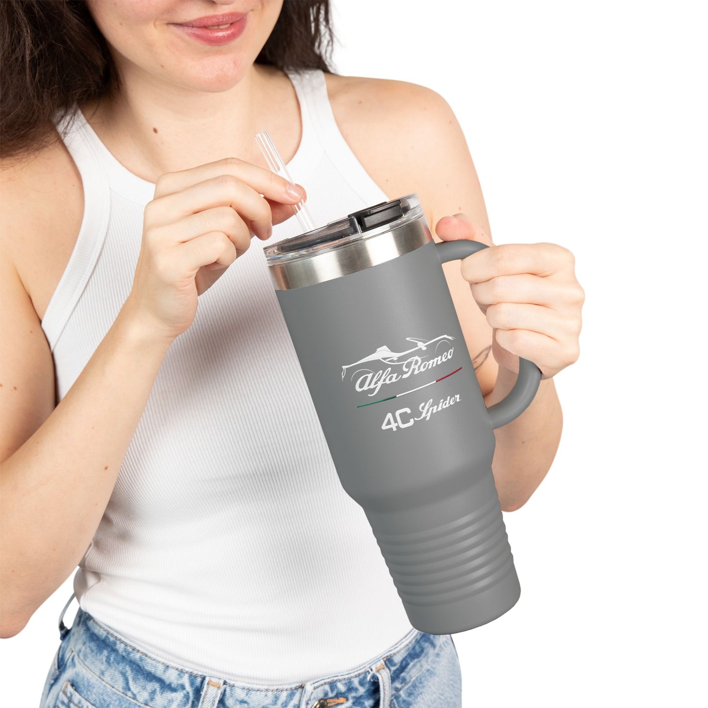 Alfa Romeo 4C Spider 40oz Insulated Travel Mug with Dual-Script Design