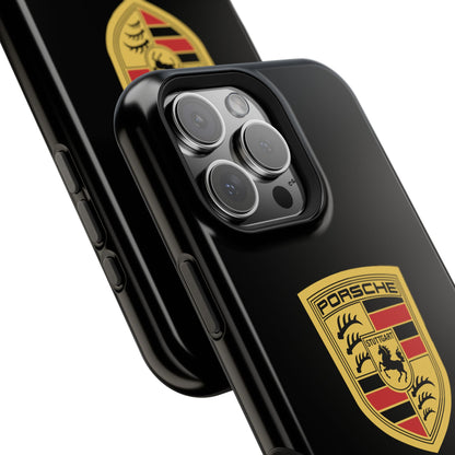 Porsche Crest iPhone MagSafe Elegance Case - iPhone 13 through 16 Pro Max - Black Gloss or Matte