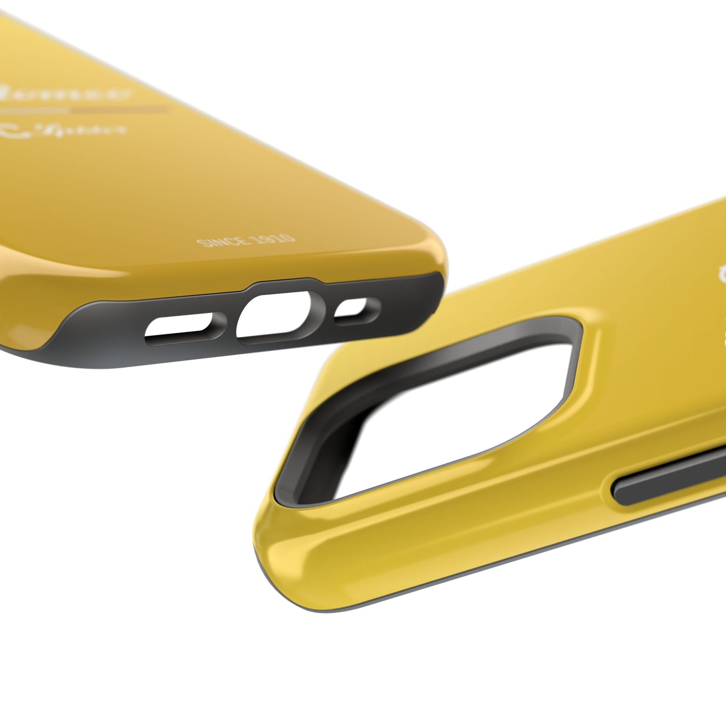 MagSafe® Dual Layer iPhone Case - Alfa Romeo 4C Spider Design in White on Giallo Prototipo