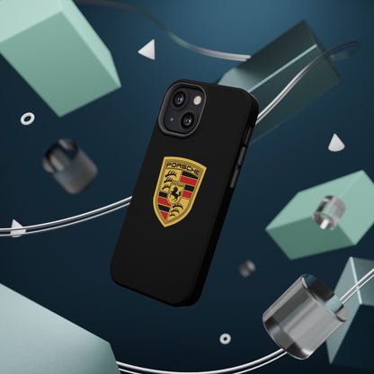 Porsche Crest iPhone MagSafe Elegance Case - iPhone 13 through 16 Pro Max - Black Gloss or Matte