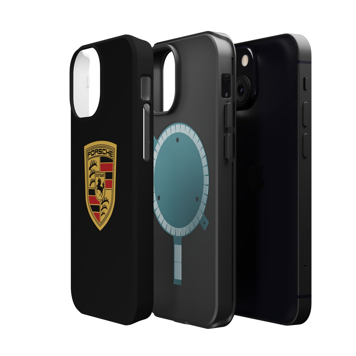 Porsche Crest iPhone MagSafe Elegance Case - iPhone 13 through 16 Pro Max - Black Gloss or Matte