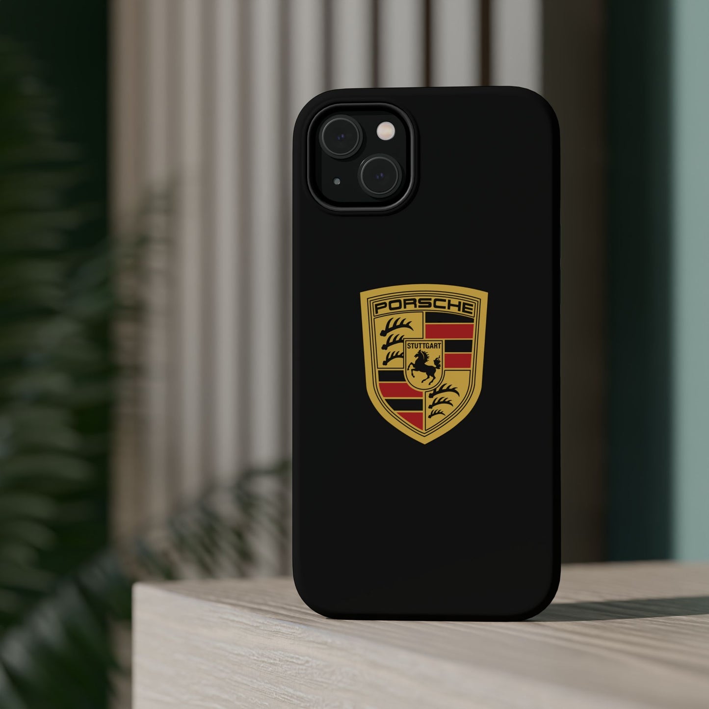 Porsche Crest iPhone MagSafe Elegance Case - iPhone 13 through 16 Pro Max - Black Gloss or Matte