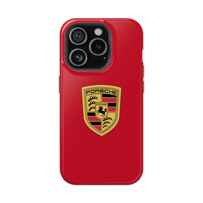 iPhone MagSafe Tough Case - Porsche Crest - Dark Red Gloss/Matte - iPhone 14-16 Pro Max