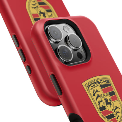 iPhone MagSafe Tough Case - Porsche Crest - Dark Red Gloss/Matte - iPhone 14-16 Pro Max