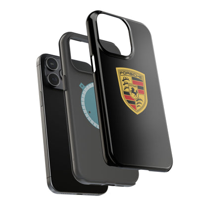 Porsche Crest iPhone MagSafe Elegance Case - iPhone 13 through 16 Pro Max - Black Gloss or Matte