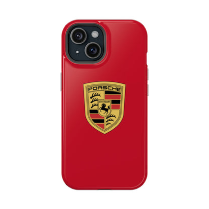 iPhone MagSafe Tough Case - Porsche Crest - Dark Red Gloss/Matte - iPhone 14-16 Pro Max