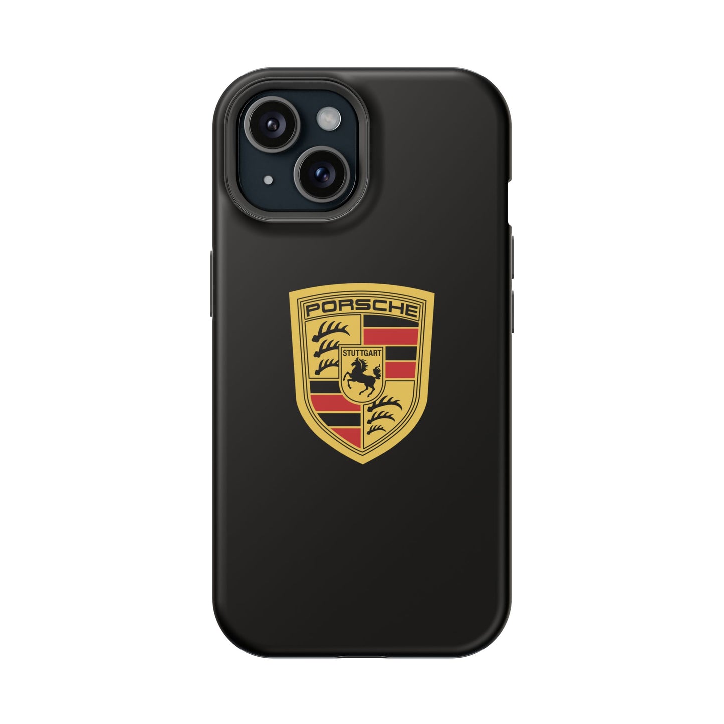 Porsche Crest iPhone MagSafe Elegance Case - iPhone 13 through 16 Pro Max - Black Gloss or Matte