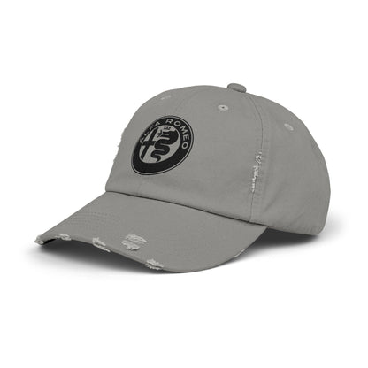 Alfa Romeo Distressed Hat - Unisex 100% Cotton Twill - Adjustable Fit Cap - Stylish and Durable - Perfect for Car Enthusiasts - AI Print Spot