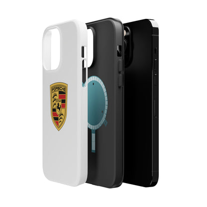 iPhone MagSafe Tough Case - Porsche Crest - White Gloss/Matte - iPhone 14-16 Pro Max