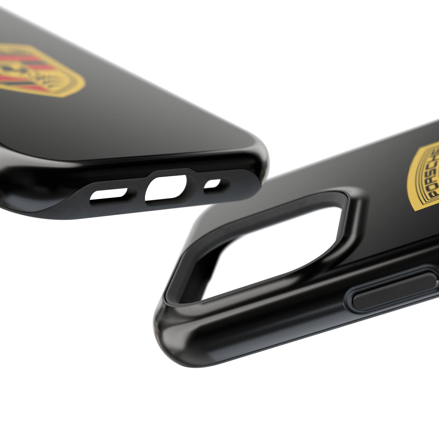 Porsche Crest iPhone MagSafe Elegance Case - iPhone 13 through 16 Pro Max - Black Gloss or Matte