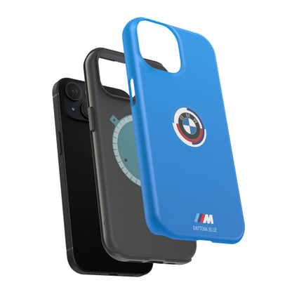 BMW G8X Daytona Blue iPhone MagSafe Tough Case - 50 Jahre Logo and M Piping