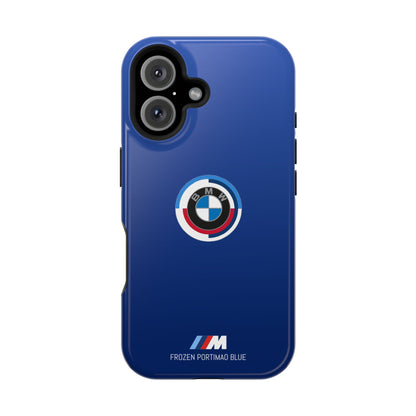 BMW G8X Frozen Portimao Blue iPhone MagSafe Tough Case - 50 Jahre Logo and M Piping