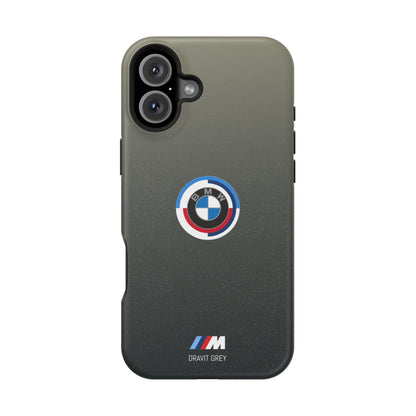 BMW G8X Dravit Grey With Gold Flecks iPhone MagSafe Tough Case - 50 Jahre Logo and M Piping