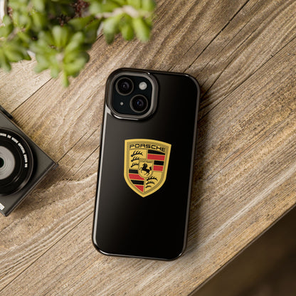 Porsche Crest iPhone MagSafe Elegance Case - iPhone 13 through 16 Pro Max - Black Gloss or Matte