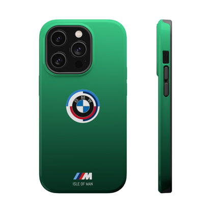 BMW G8X Isle of Man Green iPhone MagSafe Tough Case - 50 Jahre Logo and M Piping