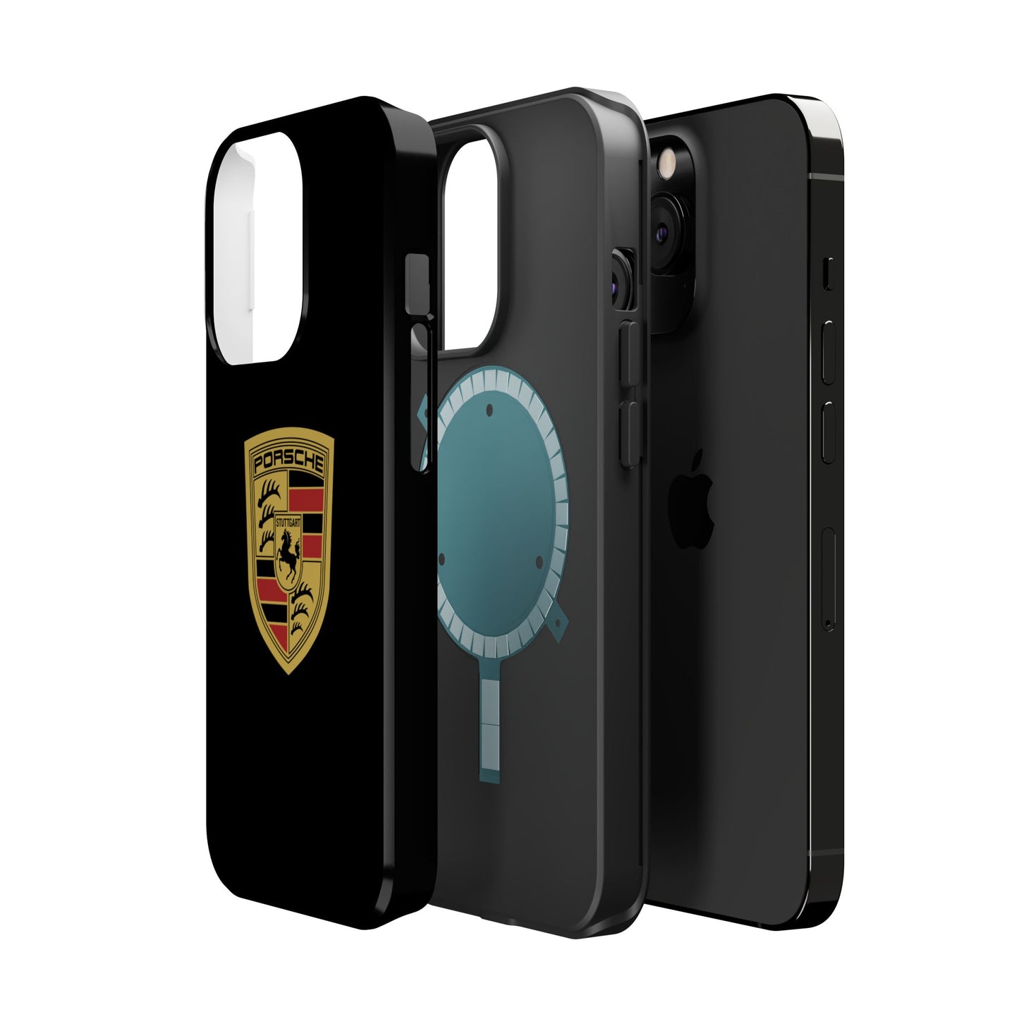 Porsche Crest iPhone MagSafe Elegance Case - iPhone 13 through 16 Pro Max - Black Gloss or Matte