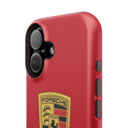 iPhone MagSafe Tough Case - Porsche Crest - Dark Red Gloss/Matte - iPhone 14-16 Pro Max