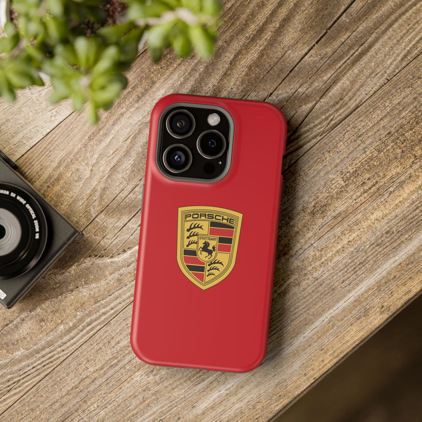 iPhone MagSafe Tough Case - Porsche Crest - Dark Red Gloss/Matte - iPhone 14-16 Pro Max