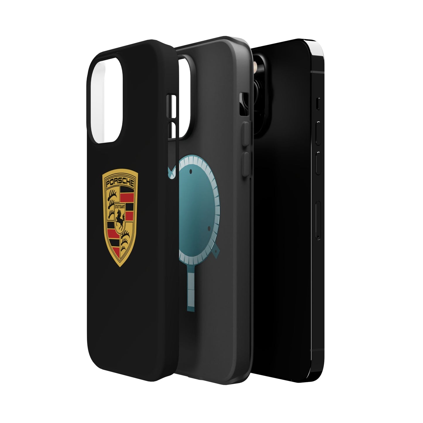 Porsche Crest iPhone MagSafe Elegance Case - iPhone 13 through 16 Pro Max - Black Gloss or Matte