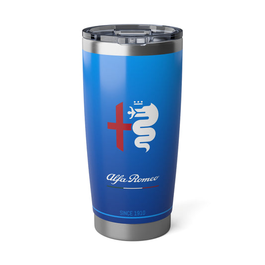 Alfa Romeo Misano Blue Giulia Tumbler - Dynamic Biscione Snake & Cross Design - 20oz, Insulated Mug