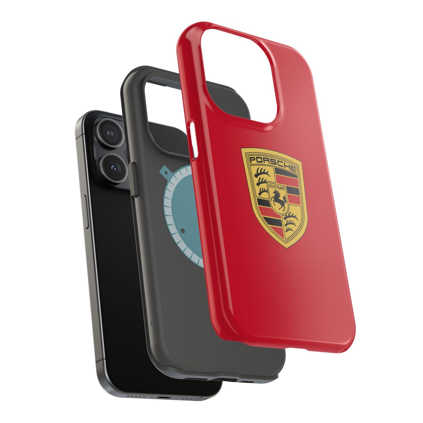 iPhone MagSafe Tough Case - Porsche Crest - Dark Red Gloss/Matte - iPhone 14-16 Pro Max