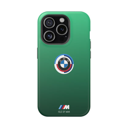 BMW G8X Isle of Man Green iPhone MagSafe Tough Case - 50 Jahre Logo and M Piping