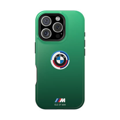 BMW G8X Isle of Man Green iPhone MagSafe Tough Case - 50 Jahre Logo and M Piping