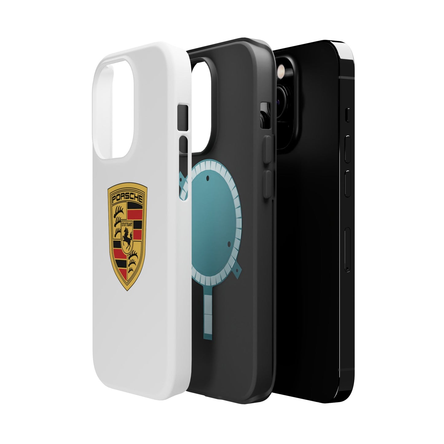 iPhone MagSafe Tough Case - Porsche Crest - White Gloss/Matte - iPhone 14-16 Pro Max