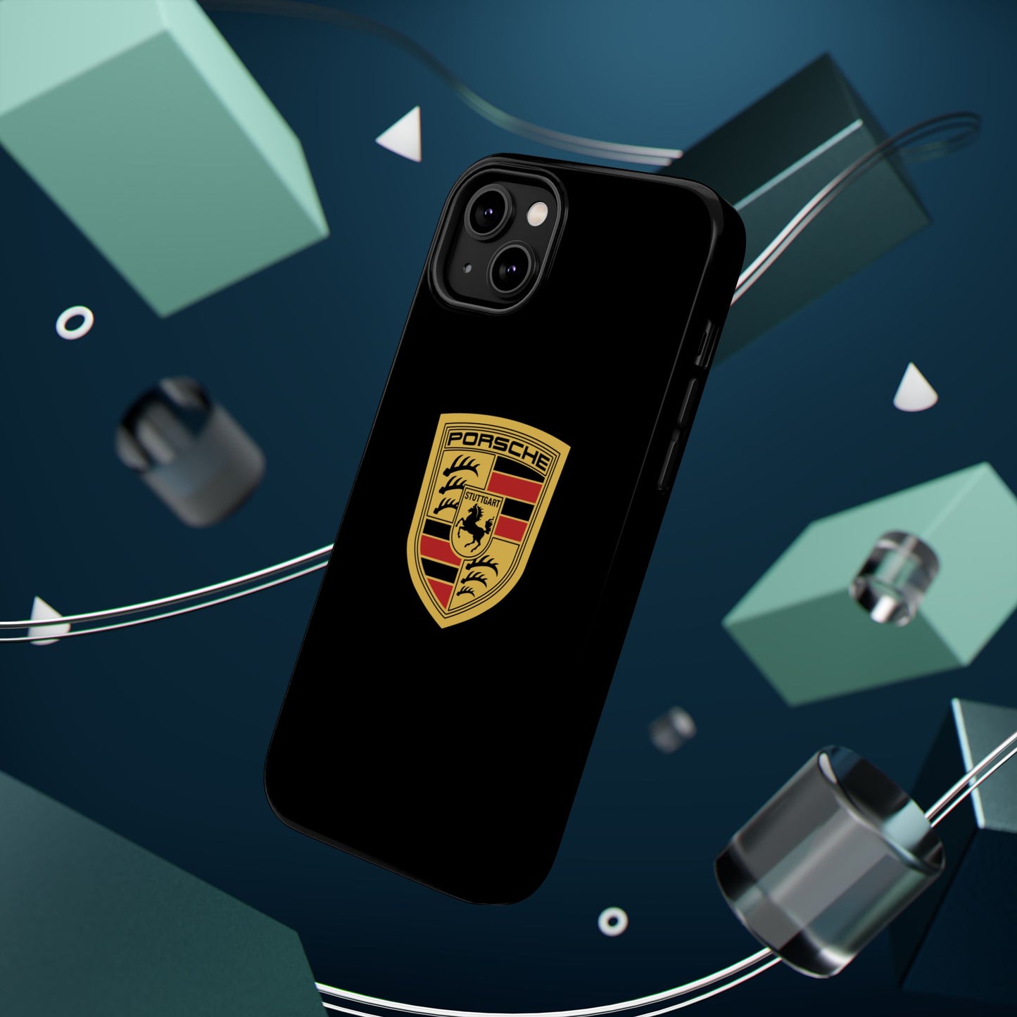 Porsche Crest iPhone MagSafe Elegance Case - iPhone 13 through 16 Pro Max - Black Gloss or Matte