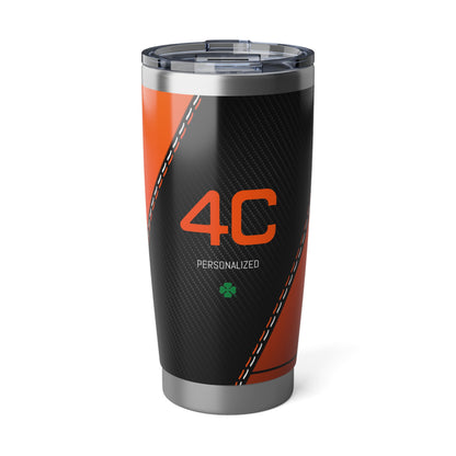 Custom Alfa Romeo 4C Exclusive Vagabond 20oz Tumbler - 3M Fiery Orange Gloss + Carbon Fiber Finish - Personalized