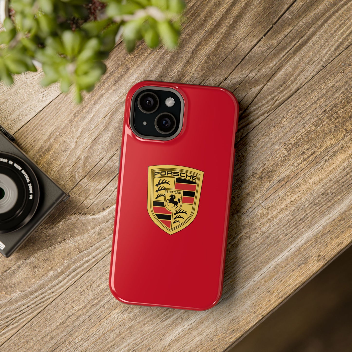 iPhone MagSafe Tough Case - Porsche Crest - Dark Red Gloss/Matte - iPhone 14-16 Pro Max