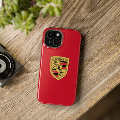 iPhone MagSafe Tough Case - Porsche Crest - Dark Red Gloss/Matte - iPhone 14-16 Pro Max