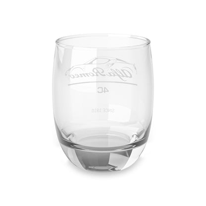 6oz Whiskey Glass with Alfa Romeo Script, 4C Coupe Silhouette & Racing Italian Flag – Timeless Barware