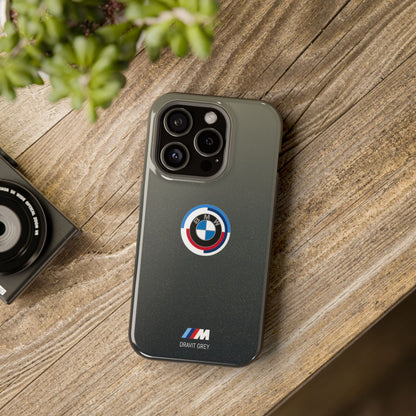 BMW G8X Dravit Grey With Gold Flecks iPhone MagSafe Tough Case - 50 Jahre Logo and M Piping