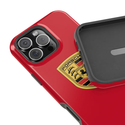 iPhone MagSafe Tough Case - Porsche Crest - Dark Red Gloss/Matte - iPhone 14-16 Pro Max