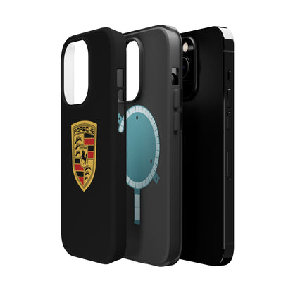 Porsche Crest iPhone MagSafe Elegance Case - iPhone 13 through 16 Pro Max - Black Gloss or Matte