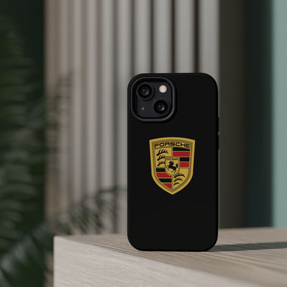 Porsche Crest iPhone MagSafe Elegance Case - iPhone 13 through 16 Pro Max - Black Gloss or Matte