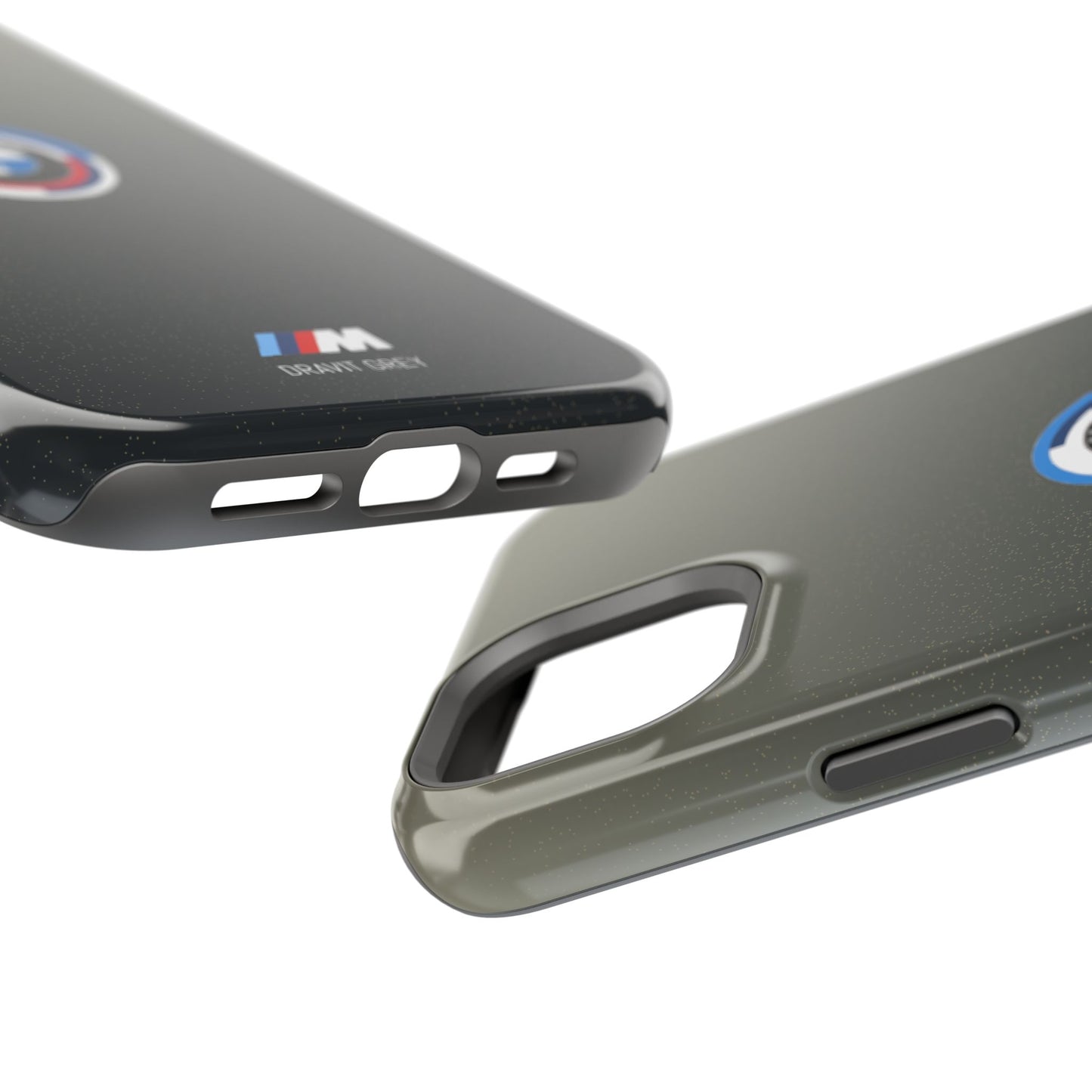 BMW G8X Dravit Grey With Gold Flecks iPhone MagSafe Tough Case - 50 Jahre Logo and M Piping