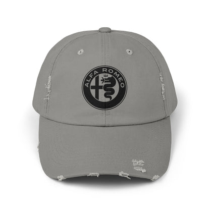 Alfa Romeo Distressed Hat - Unisex 100% Cotton Twill - Adjustable Fit Cap - Stylish and Durable - Perfect for Car Enthusiasts - AI Print Spot