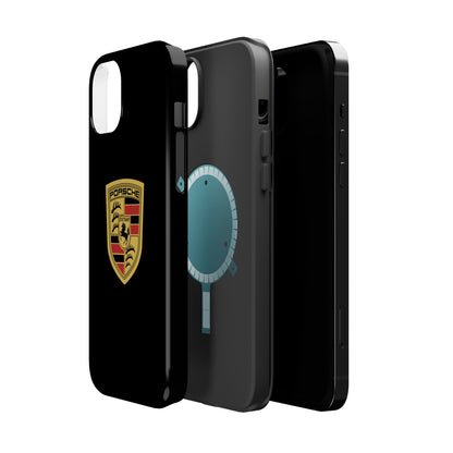 Porsche Crest iPhone MagSafe Elegance Case - iPhone 13 through 16 Pro Max - Black Gloss or Matte