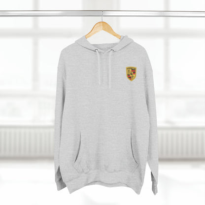 Sudadera con capucha Porsche con escudo frontal a todo color de Lane Seven - Logotipo icónico en la espalda, forro polar de algodón y poliéster, ajuste fiel - Comodidad de lujo