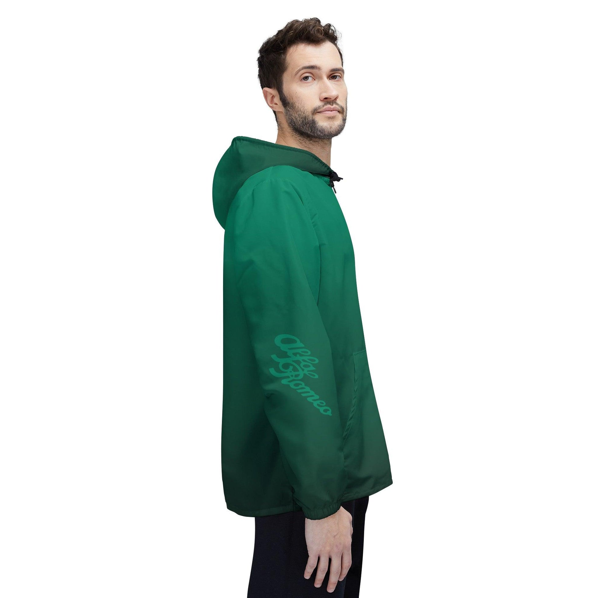 Alfa Romeo Quadrifoglio Windbreaker Jacket - Unisex, Verde Montreal (Green), Made in USA - AI Print Spot