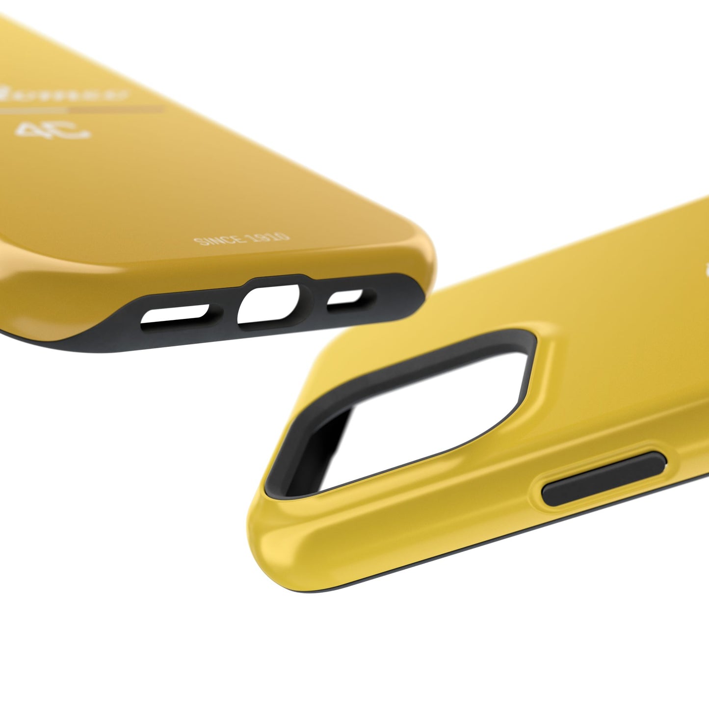 MagSafe® Dual Layer iPhone Case - Alfa Romeo 4C Design in White on Giallo Prototipo