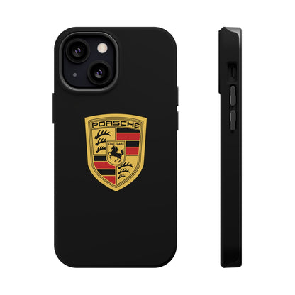 Porsche Crest iPhone MagSafe Elegance Case - iPhone 13 through 16 Pro Max - Black Gloss or Matte