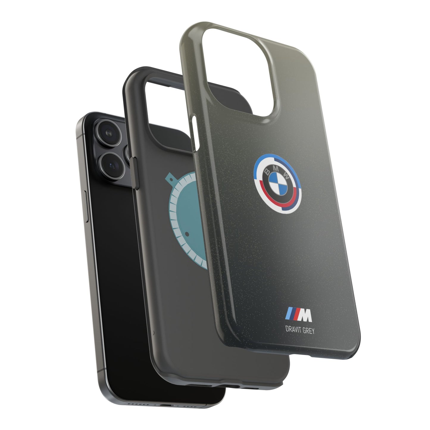 BMW G8X Dravit Grey With Gold Flecks iPhone MagSafe Tough Case - 50 Jahre Logo and M Piping