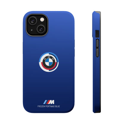 BMW G8X Frozen Portimao Blue iPhone MagSafe Tough Case - 50 Jahre Logo and M Piping