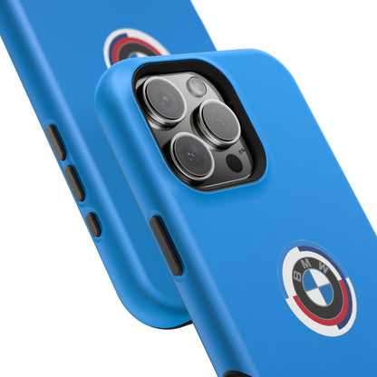 BMW G8X Daytona Blue iPhone MagSafe Tough Case - 50 Jahre Logo and M Piping