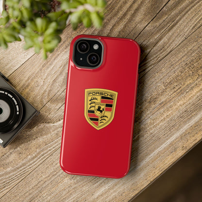 iPhone MagSafe Tough Case - Porsche Crest - Dark Red Gloss/Matte - iPhone 14-16 Pro Max