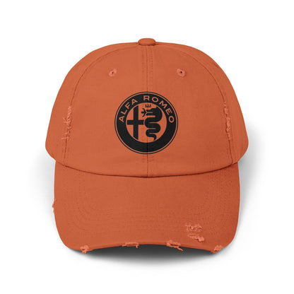 Alfa Romeo Distressed Hat - Unisex 100% Cotton Twill - Adjustable Fit Cap - Stylish and Durable - Perfect for Car Enthusiasts - AI Print Spot